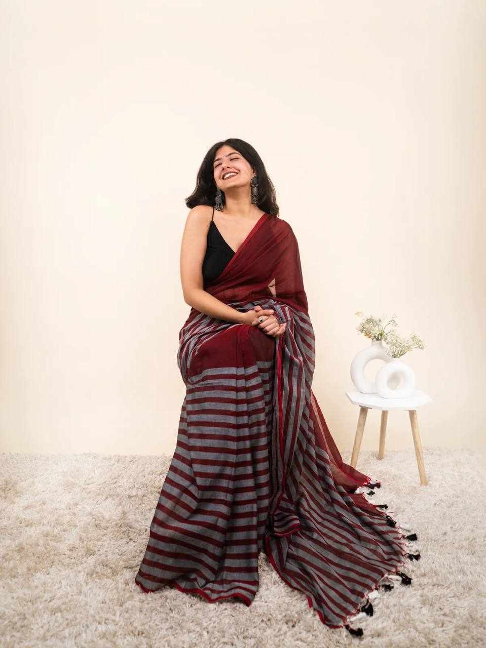 Premium Linen Cotton Saree   (KPW 440)