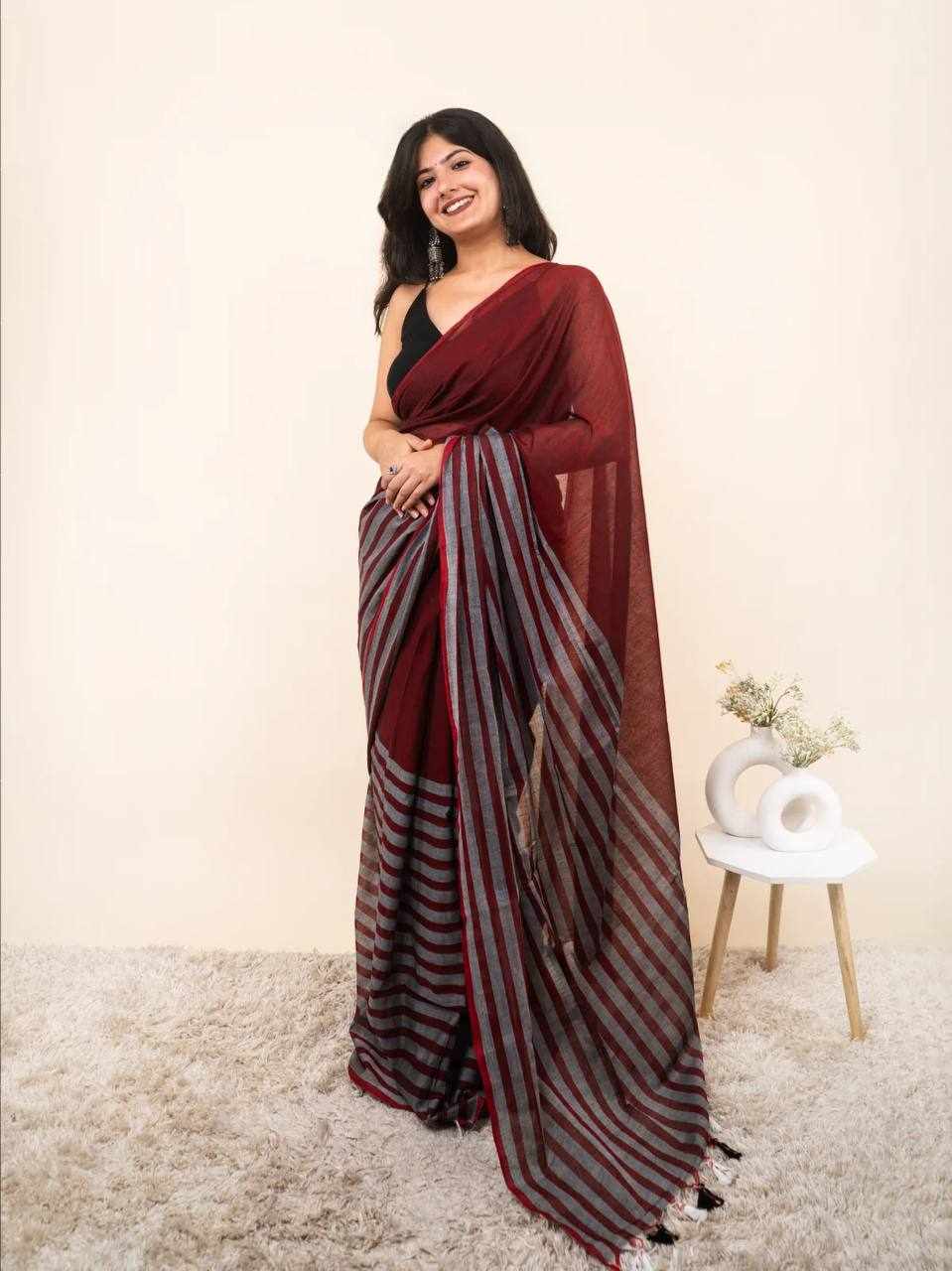 Premium Linen Cotton Saree   (KPW 440)