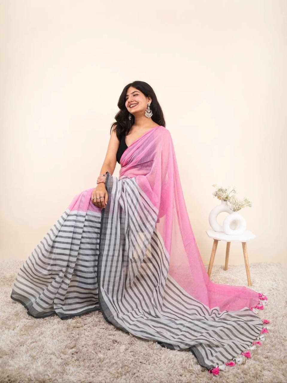 Premium Linen Cotton Saree    (KPW 440)