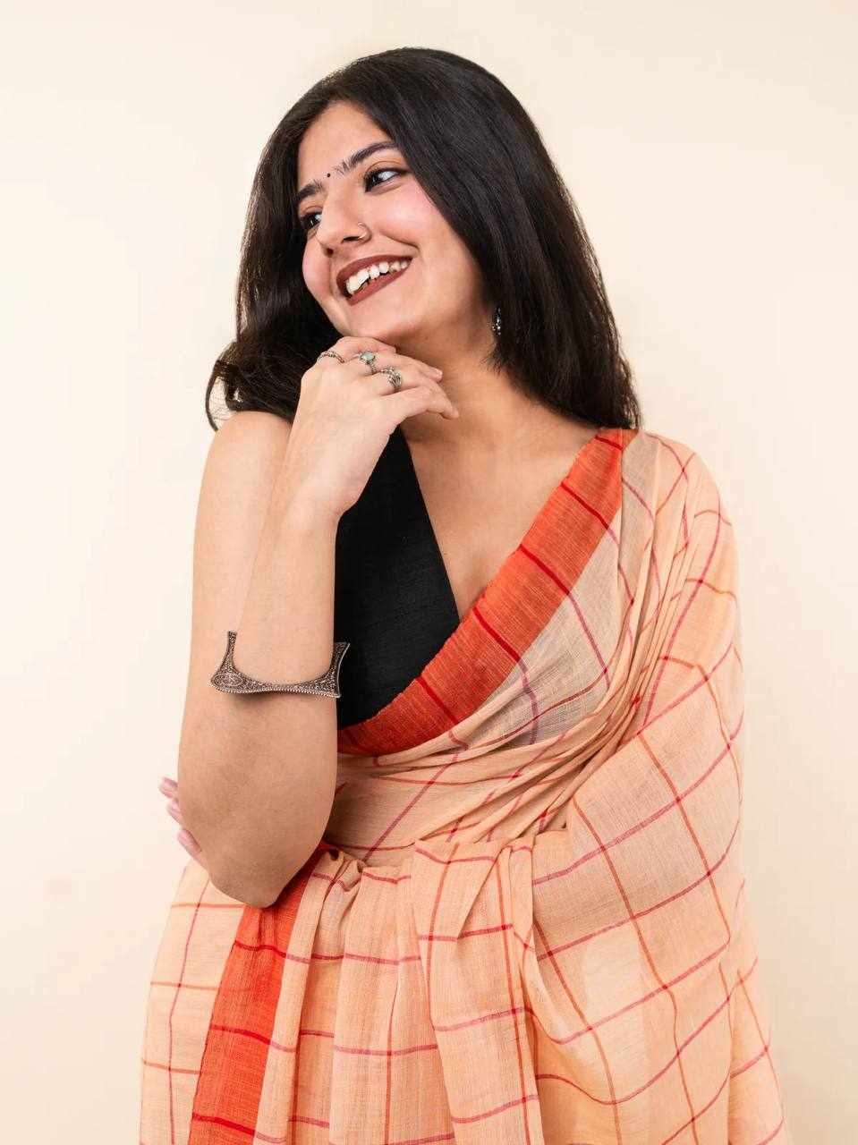 Premium Linen Cotton Digital Printed Saree     (KPW 431)