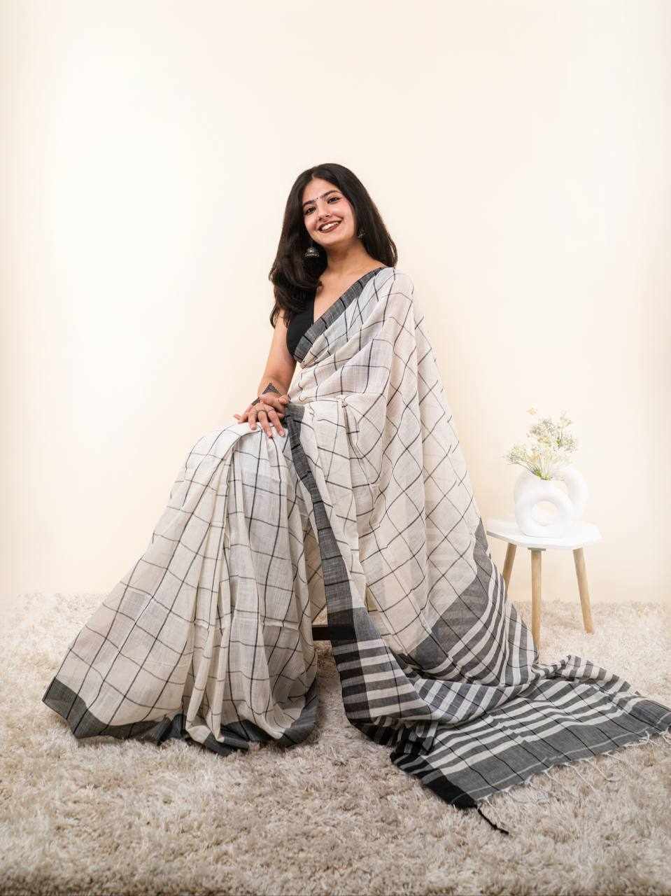 Premium Linen Cotton Digital Printed Saree    (KPW 431)