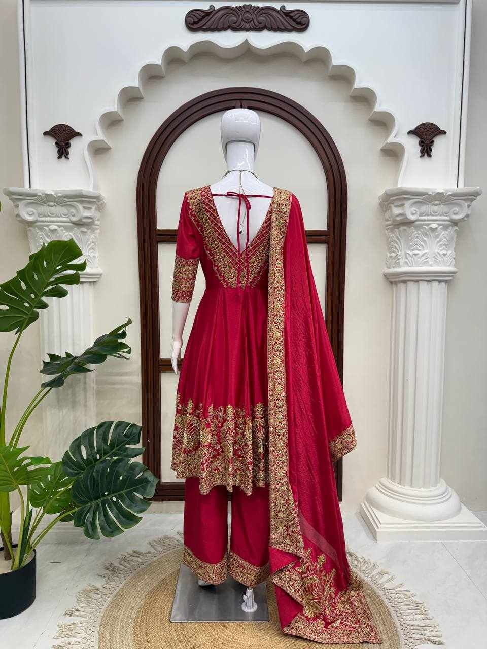Wine Red Embroidered Anarkali Kurti   RTC 6078
