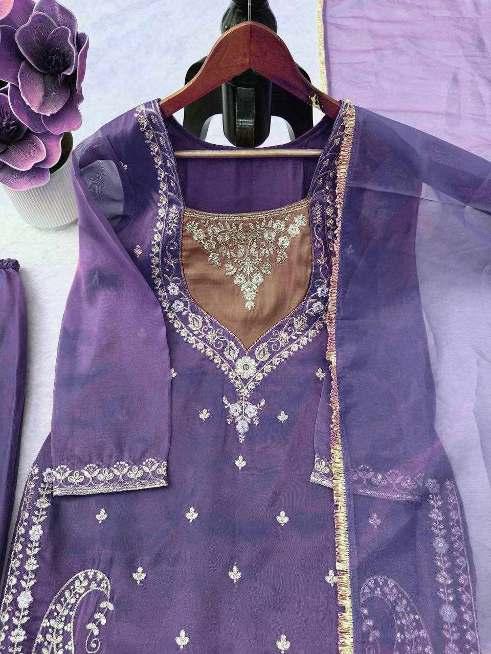 Lavender Purple Embroidered Sharara Suit Set RTC 6065
