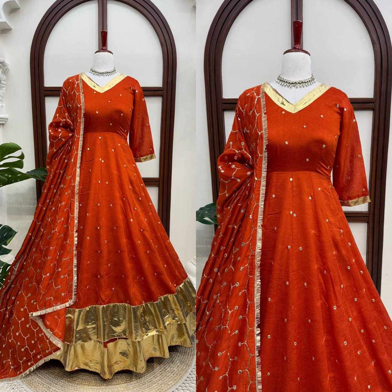 Royal Orange Anarkali Set    RTC 6075 - Handcrafted Ethnic Wear