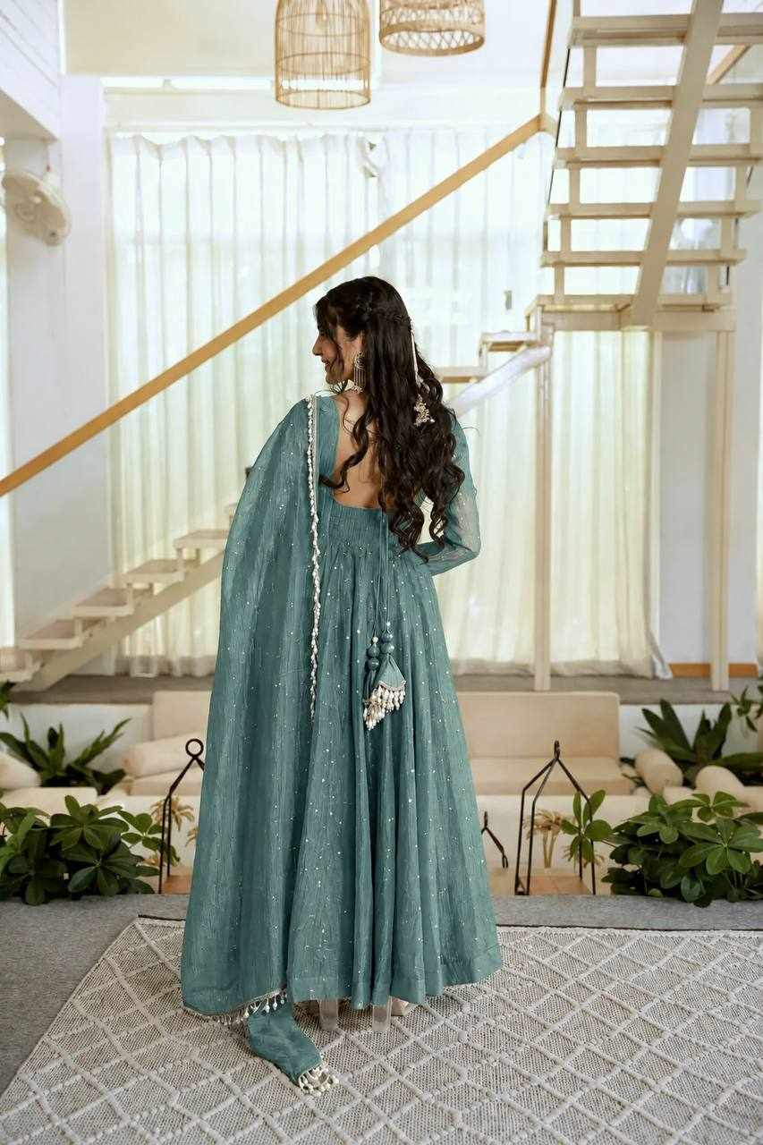 Elegant Teal Blue Anarkali Set KD 1641