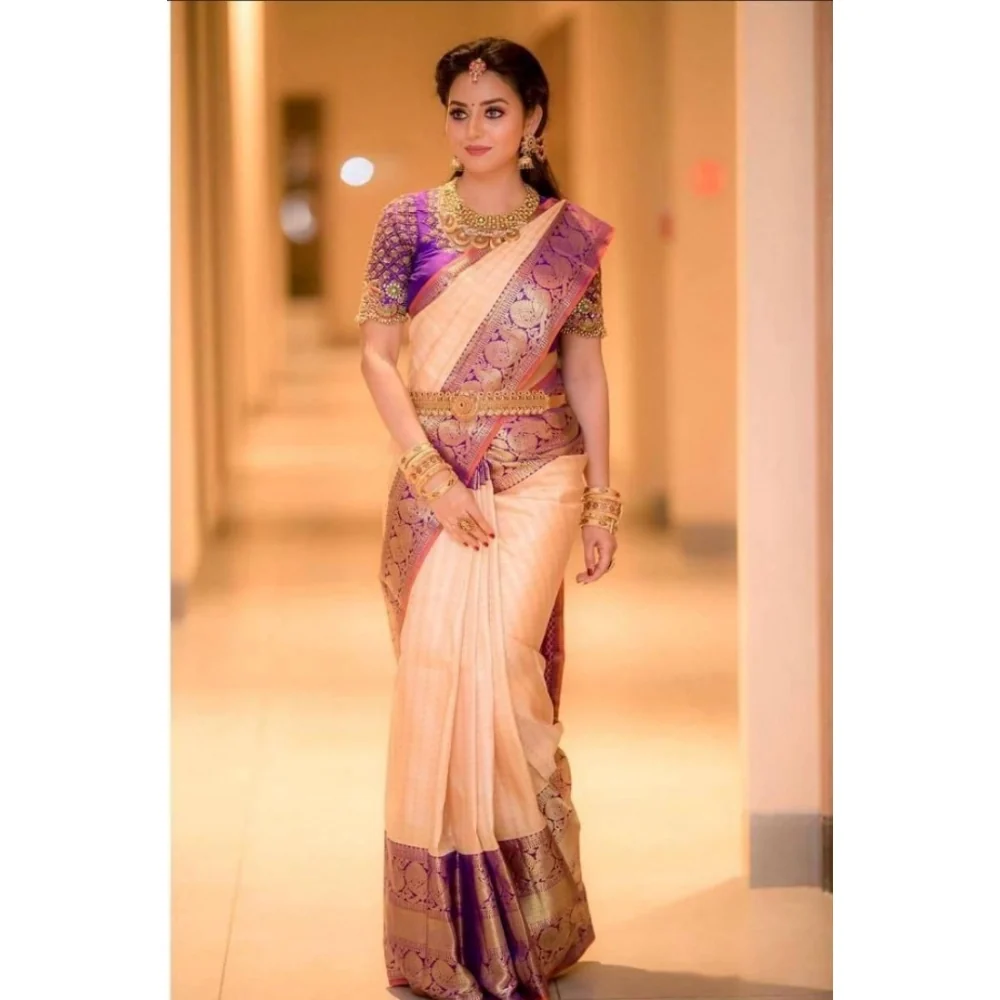 Peach & Purple Banarasi Silk Saree      BSB233SASYYYH_3091Prl - Detailed Pallu View